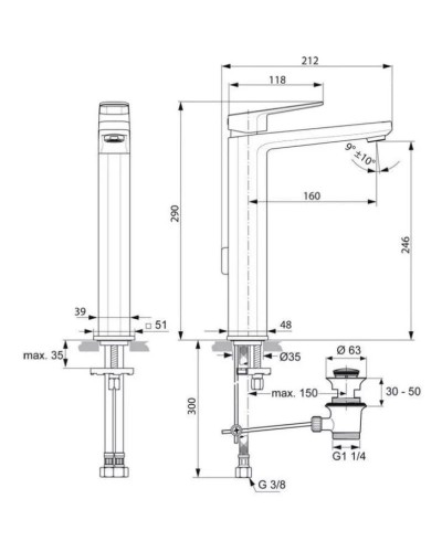 Смеситель для раковины с донным клапаном Ideal Standard Tonic II A6328AA