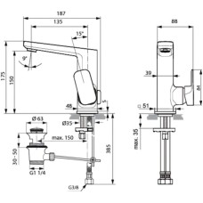 Смеситель для раковины с донным клапаном Ideal Standard Tonic II A6332AA