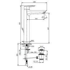 Смеситель для раковины с донным клапаном Ideal Standard Tesi A6573AA