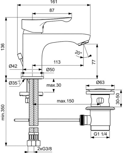 Смеситель для раковины Ideal Standard Dot 2.0 BC320AA Хром