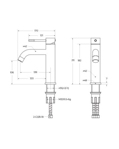 Смеситель для раковины с донным клапаном CEZARES RELAX-LS1-NOP