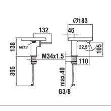 Смеситель для раковины без донного клапана Laufen Kartel by Laufen 3.1133.1.004.113.1