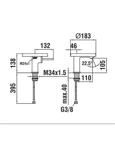 Смеситель для раковины без донного клапана Laufen Kartel by Laufen 3.1133.1.004.113.1