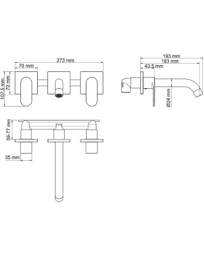 Смеситель для раковины WasserKRAFT Elbе 7445 Черный матовый