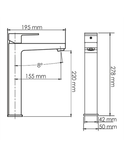 Смеситель для раковины WasserKRAFT Abens 2003H Черный матовый
