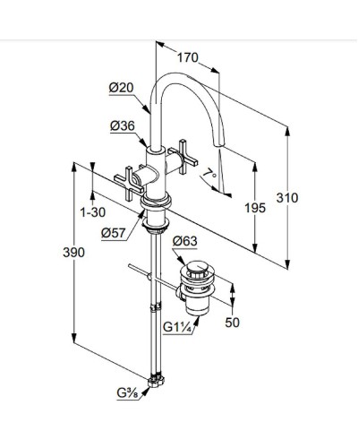 Смеситель для раковины Kludi Nova Fonte 201180520 Хром