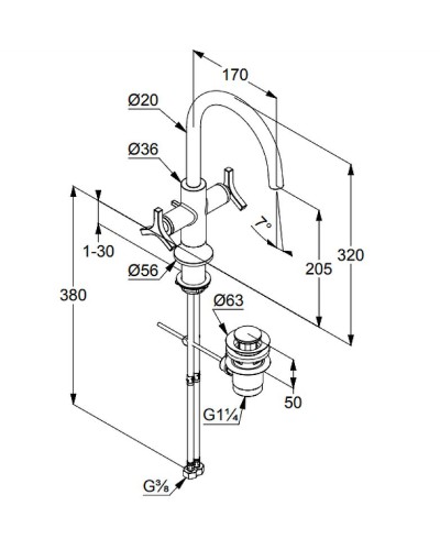 Смеситель для раковины Kludi Nova Fonte 201180539 Хром