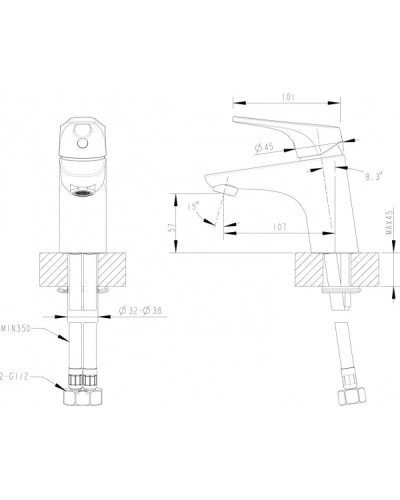 Смеситель для раковины Bravat Drop-D F148162C