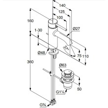 Смеситель для раковины Kludi Bozz 382700576 Хром