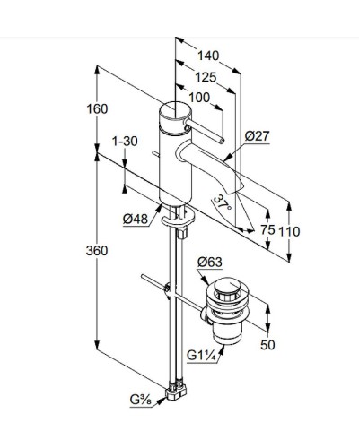 Смеситель для раковины Kludi Bozz 382700576 Хром