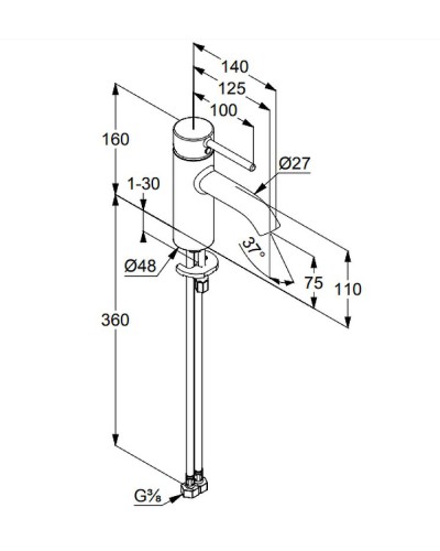 Смеситель для раковины Kludi Bozz 382720576 Хром