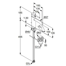 Смеситель для раковины Kludi Bozz 382800576 Хром