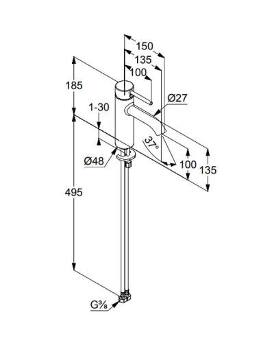 Смеситель для раковины Kludi Bozz 382820576 Хром