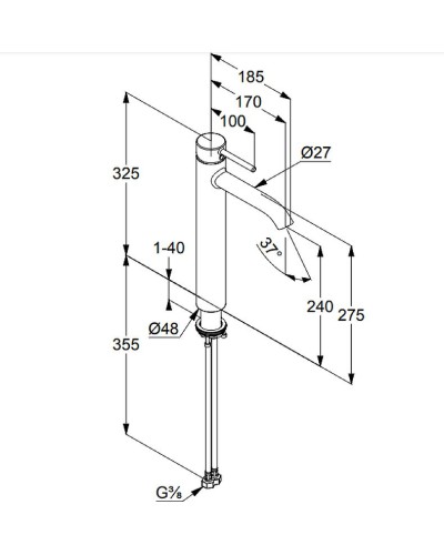 Смеситель для раковины Kludi Bozz 382863976 Черный матовый