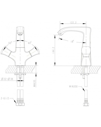 Смеситель для раковины Bravat Whirlpool F178112C