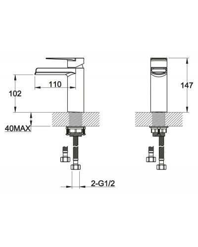 Смеситель для раковины без донного клапана BelBagno Carin CAR-LVM3-CRM