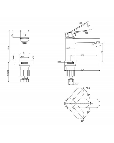 Смеситель для раковины без донного клапана BelBagno Ancora ANC-LVM-CRM