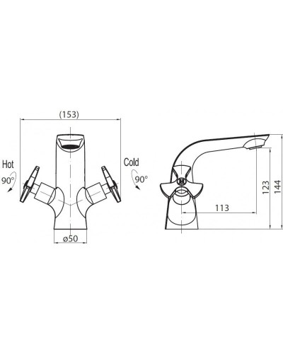 Смеситель для раковины без донного клапана BelBagno Elica Tre ELI-LV-CRM
