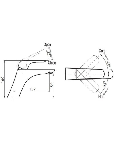 Смеситель для раковины без донного клапана BelBagno Nota NOT-LVM-CRM