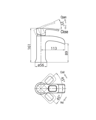 Смеситель для раковины без донного клапана BelBagno Versa VER-LVM-CRM