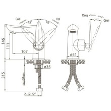 Смеситель для раковины без донного клапана BelBagno Volturno VOL-LVM-CRM