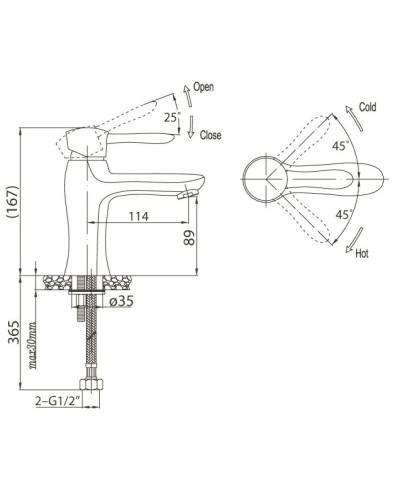 Смеситель для раковины без донного клапана BelBagno Oglio OGL-LVM-CRM
