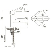Смеситель для раковины без донного клапана BelBagno Reno REN-LVM25-CRM
