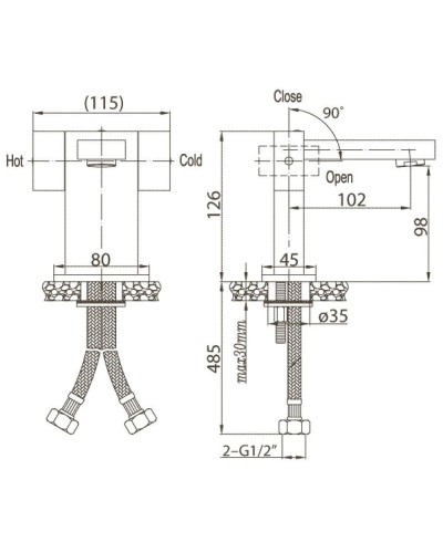 Смеситель для раковины без донного клапана BelBagno Tevere TEV-LV-CRM