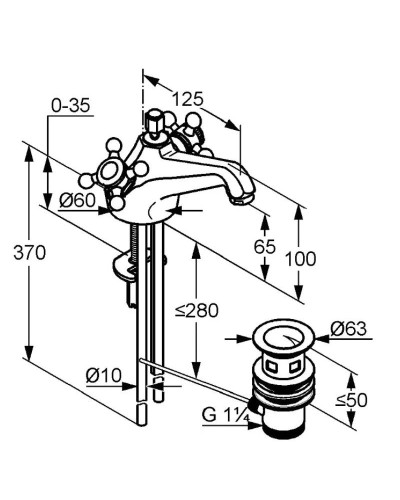 Смеситель для раковины с донным клапаном Kludi Adlon 510120520