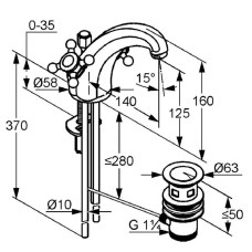Смеситель для раковины с донным клапаном Kludi Adlon 510100520
