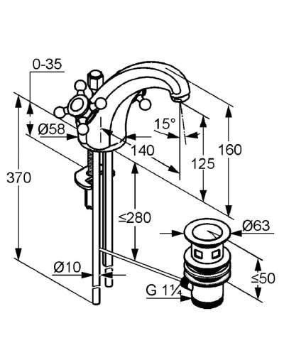 Смеситель для раковины с донным клапаном Kludi Adlon 510100520