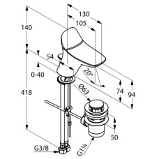 Смеситель для раковины с донным клапаном Kludi Ambienta 530290575