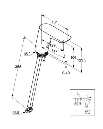 Электронный смеситель для раковины без донного клапана Kludi Balance 5220005