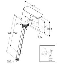 Электронный смеситель для раковины без донного клапана Kludi Balance 5220205
