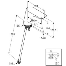 Электронный вентиль на одну воду для раковины без донного клапана 5220505