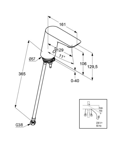 Электронный вентиль на одну воду для раковины без донного клапана 5220505
