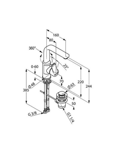 Смеситель для раковины с донным клапаном Kludi Q-Beo 420250542