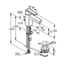 Смеситель для раковины с донным клапаном Kludi Q-Beo 500230575