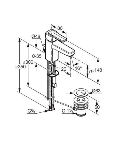 Смеситель для раковины с донным клапаном Kludi Q-Beo 500230575