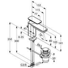 Смеситель для раковины с донным клапаном Kludi E2 49025057