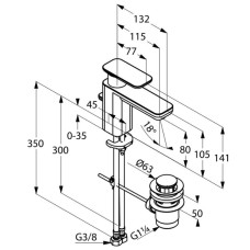 Смеситель для раковины с донным клапаном Kludi E2 49025057