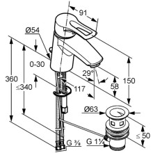 Смеситель для раковины с донным клапаном Kludi MX 331250562