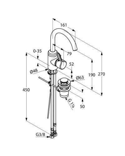 Смеситель для раковины с донным клапаном Kludi Bingo Star 420300578