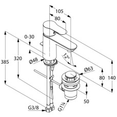 Смеситель для раковины с донным клапаном Kludi Objekta 322350575