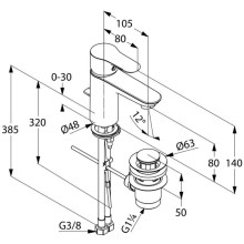 Смеситель для раковины с донным клапаном Kludi Objekta 322320575