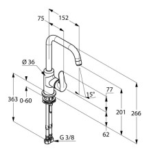 Смеситель для раковины без донного клапана Kludi Objekta 320240575