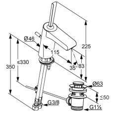 Смеситель для раковины с донным клапаном Kludi O-Cean 383400575