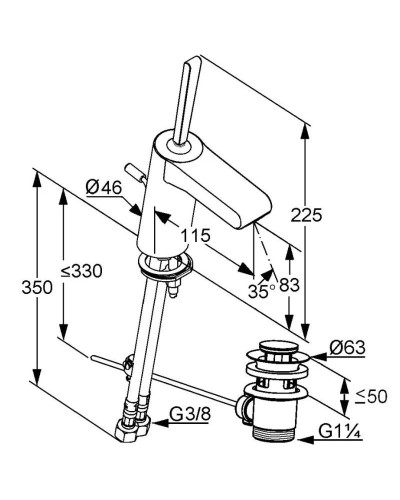 Смеситель для раковины с донным клапаном Kludi O-Cean 383400575