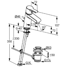 Смеситель для раковины с донным клапаном Kludi O-Cean 383500575