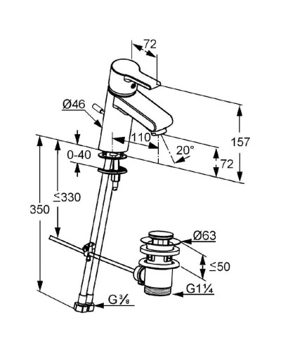 Смеситель для раковины с донным клапаном Kludi O-Cean 383500575